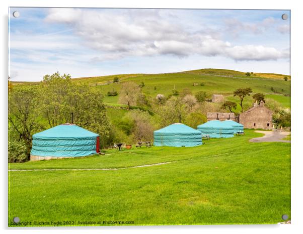 Yurts on Camp Site in Swaledale Acrylic by chris hyde