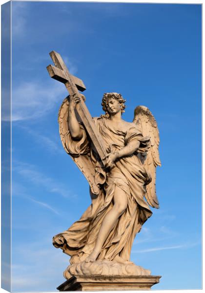 Angel Carrying the Cross Statue Canvas Print by Artur Bogacki