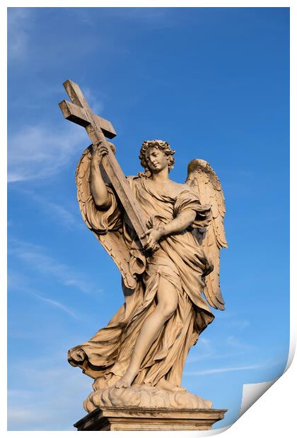 Angel Carrying the Cross Statue Print by Artur Bogacki