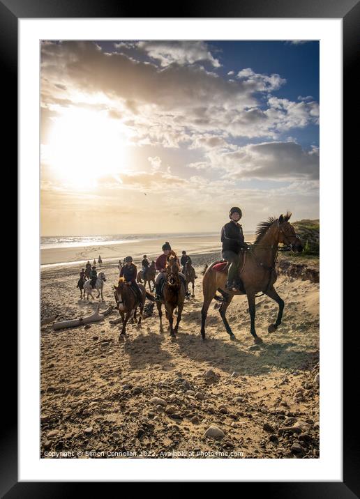 Beach Horse Riders  Framed Mounted Print by Simon Connellan
