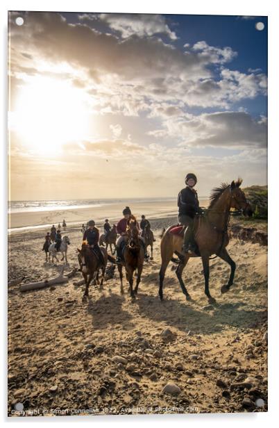 Beach Horse Riders  Acrylic by Simon Connellan