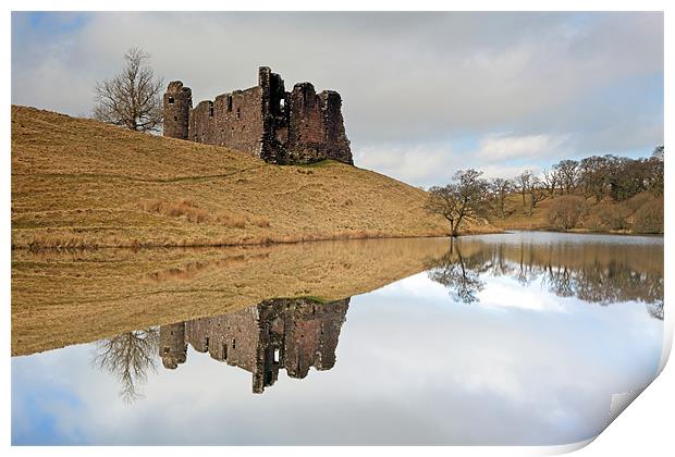 Morton Castle reflections Print by Grant Glendinning