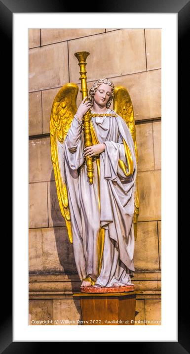 Angel Statue Cathedral Saint Mary Mejor Marseille France Framed Mounted Print by William Perry