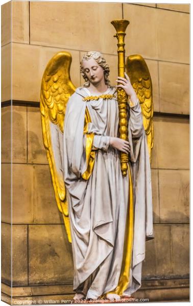 Angel Statue Cathedral Saint Mary Mejor Basilica Marseille Franc Canvas Print by William Perry