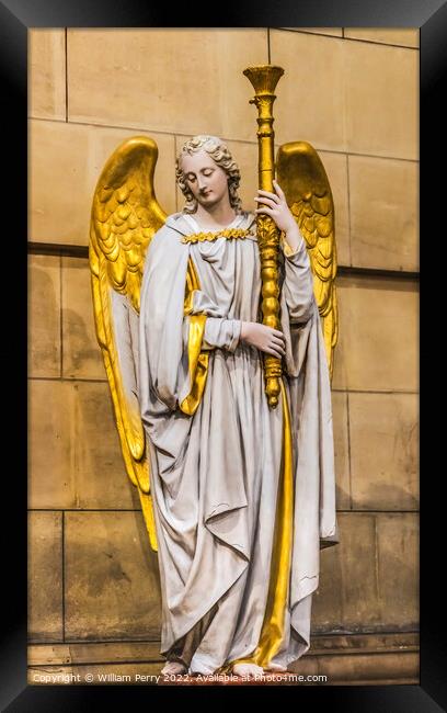 Angel Statue Cathedral Saint Mary Mejor Basilica Marseille Franc Framed Print by William Perry