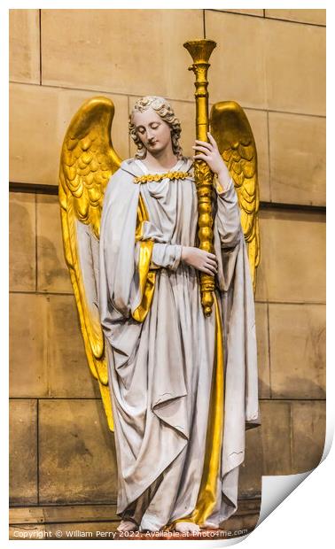 Angel Statue Cathedral Saint Mary Mejor Basilica Marseille Franc Print by William Perry