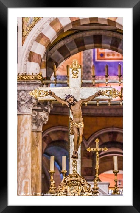 Cross Cathedral Saint Mary Mejor Basilica Altar Marseille France Framed Mounted Print by William Perry