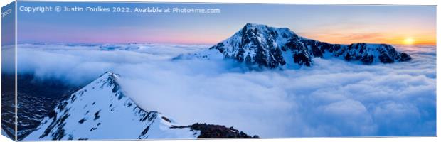 Ben Nevis North Face panorama Canvas Print by Justin Foulkes