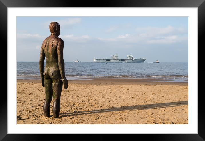 Iron Man watching HMS Queen Elizabeth depart Framed Mounted Print by Jason Wells