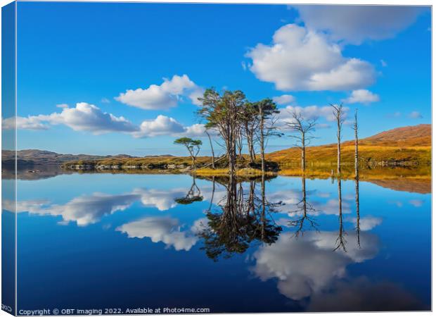Loch Assynt Autumn Reflection West Highland Scotla Canvas Print by OBT imaging