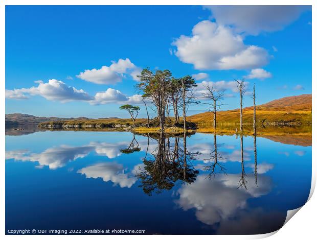Loch Assynt Autumn Reflection West Highland Scotla Print by OBT imaging