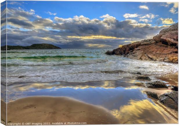 Achmelvich Bay Assynt Late Evening Wave Light Storm Clearing Canvas Print by OBT imaging