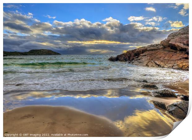 Achmelvich Bay Assynt Late Evening Wave Light Storm Clearing Print by OBT imaging