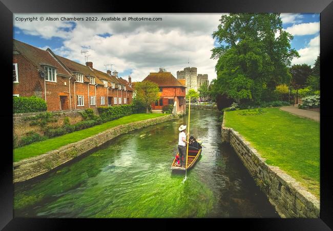 Canterbury River Punt Framed Print by Alison Chambers