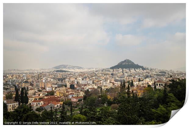 Lycabettus hill in Athens, Greece Print by Sergio Delle Vedove