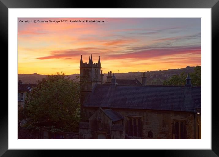Beautiful sunset 🌇 over St Mary Magdalene’s Chapel in Bath Framed Mounted Print by Duncan Savidge