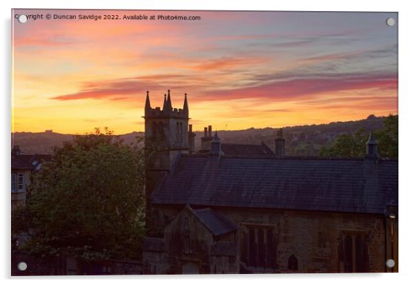 Beautiful sunset 🌇 over St Mary Magdalene’s Chapel in Bath Acrylic by Duncan Savidge