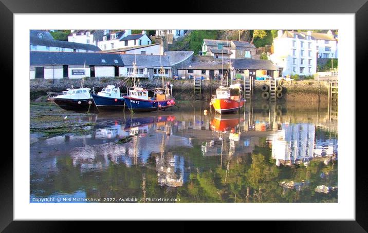 Evening Reflections At Polperro. Framed Mounted Print by Neil Mottershead