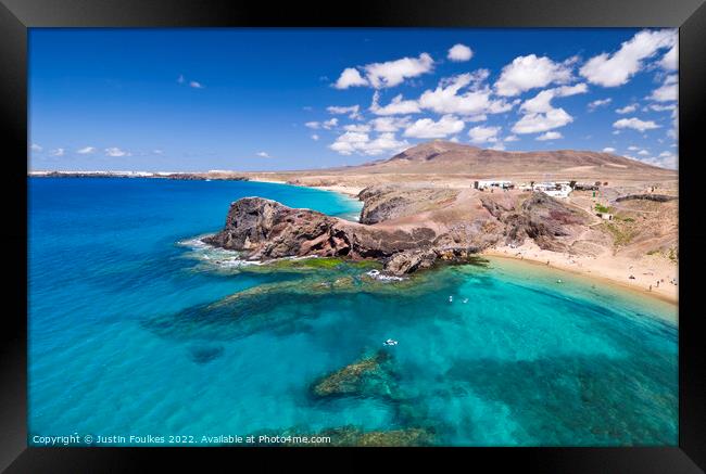 Playa de Papagayo, Lanzarote, Canary Islands, Spain Framed Print by Justin Foulkes