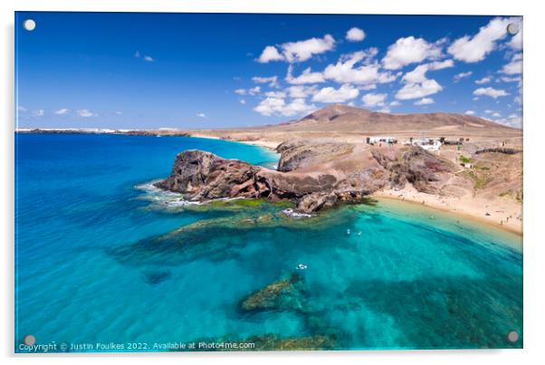 Playa de Papagayo, Lanzarote, Canary Islands, Spain Acrylic by Justin Foulkes