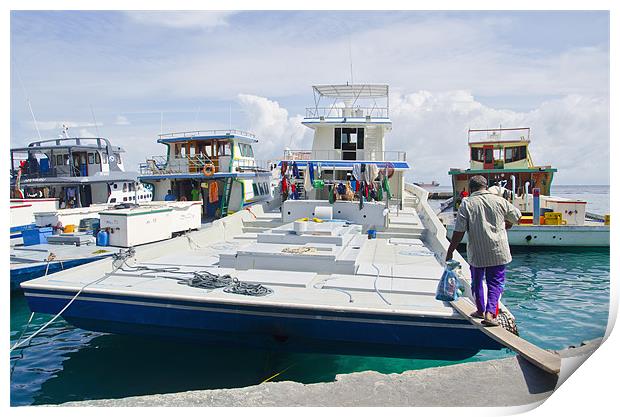 fishing boat Print by Hassan Najmy