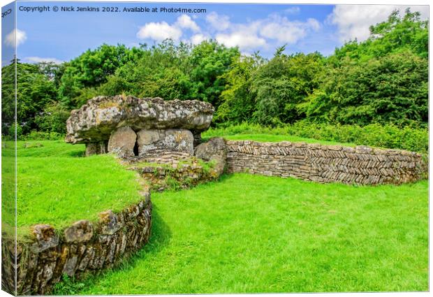 Tinkinswood Burial Chamber St Nicholas   Canvas Print by Nick Jenkins