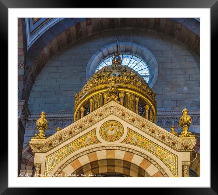 Cathedral Saint Mary Mejor Basilica Golden Dome Altar Marseille  Framed Mounted Print by William Perry