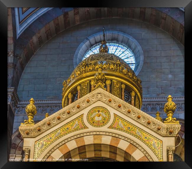 Cathedral Saint Mary Mejor Basilica Golden Dome Altar Marseille  Framed Print by William Perry