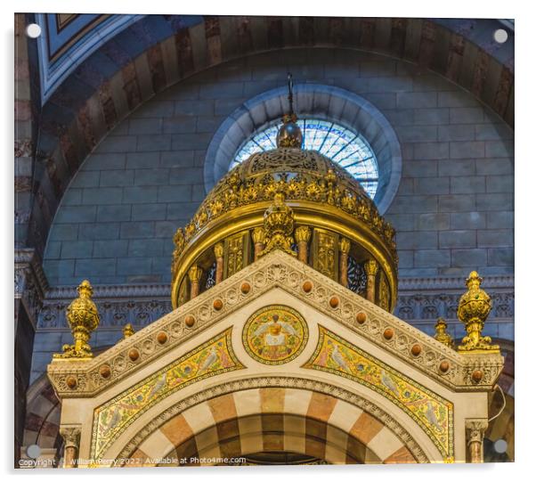 Cathedral Saint Mary Mejor Basilica Golden Dome Altar Marseille  Acrylic by William Perry