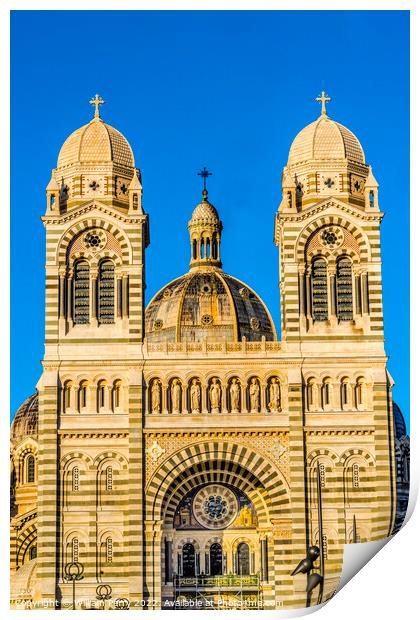 Cathedral Saint Mary Mejor Outside Dome Marseille France Print by William Perry