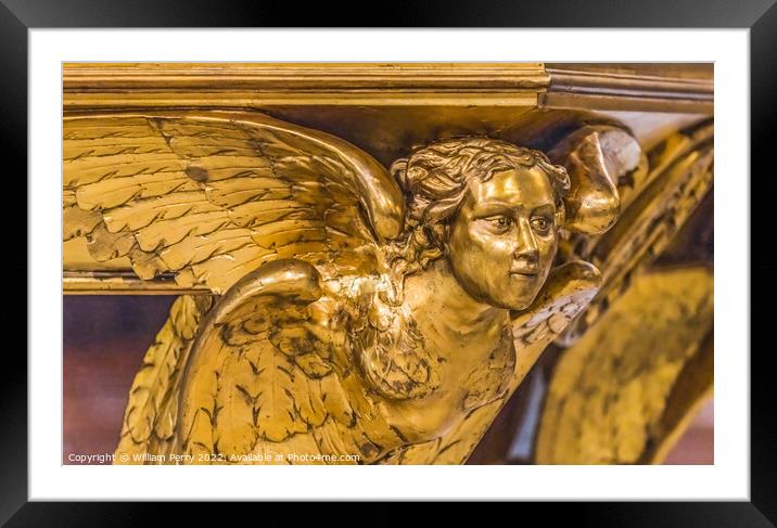 Golden Angel Cathedral Saint Mary Mejor Basilica Marseille Franc Framed Mounted Print by William Perry