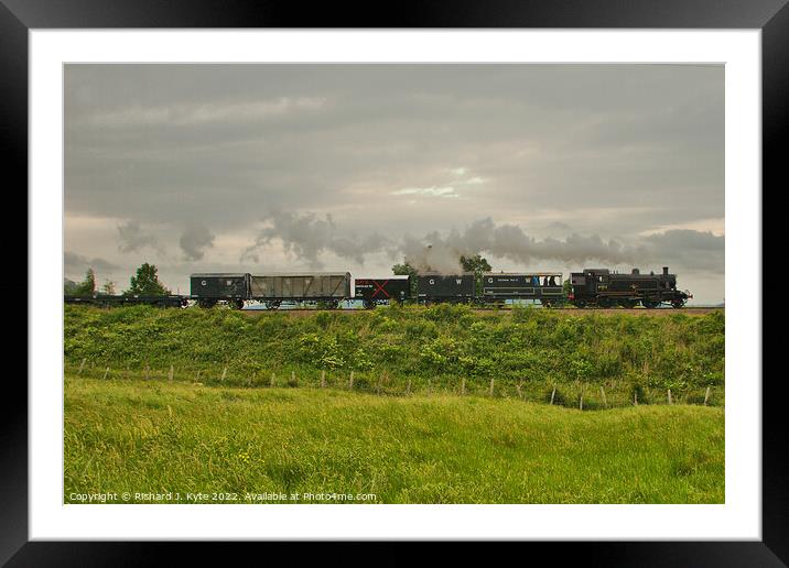 LMS Class 2MT no. 41312 passes Far Stanley with a freight working, Gloucestershire Warwickshire Railway Framed Mounted Print by Richard J. Kyte
