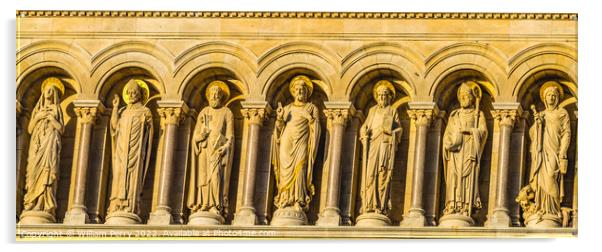 Jesus Peter Statues Cathedral Saint Mary Mejor Outside Marseille Acrylic by William Perry