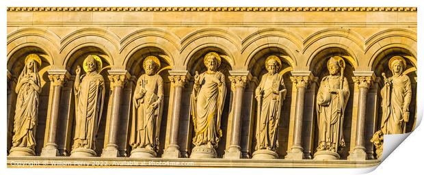 Jesus Peter Statues Cathedral Saint Mary Mejor Outside Marseille Print by William Perry