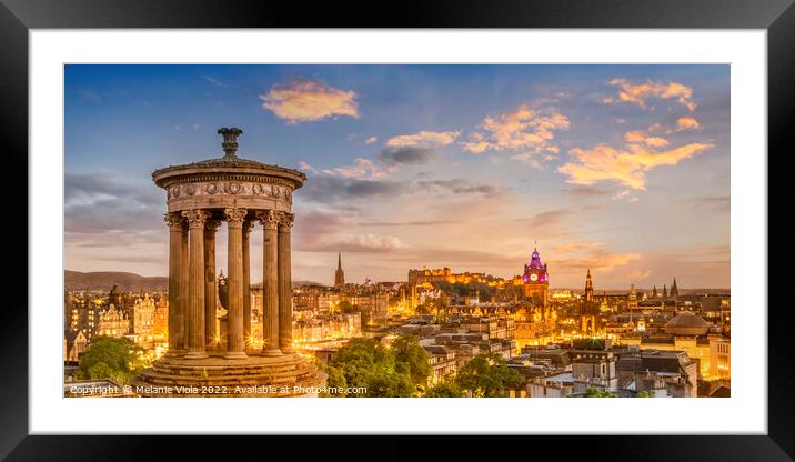 Magical sunset over Edinburgh - panorama Framed Mounted Print by Melanie Viola