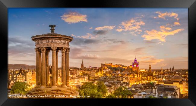 Magical sunset over Edinburgh - panorama Framed Print by Melanie Viola