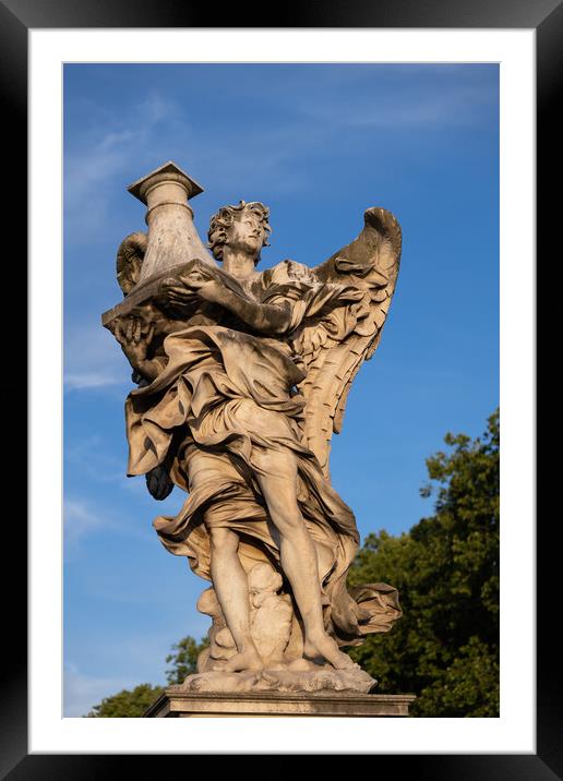 Angel With The Column Statue In Rome Framed Mounted Print by Artur Bogacki