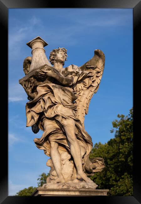 Angel With The Column Statue In Rome Framed Print by Artur Bogacki