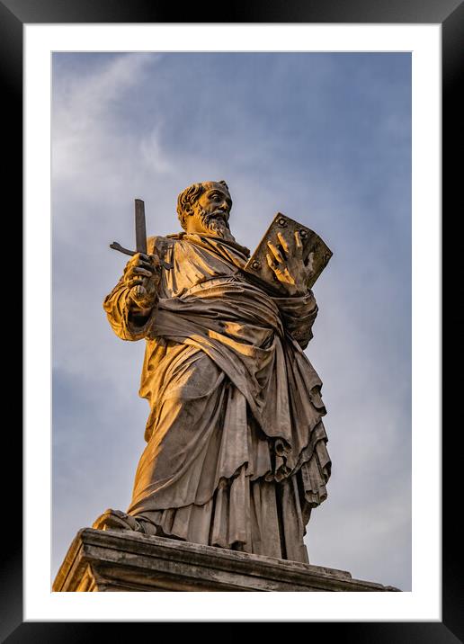 St Paul Apostle Statue In Rome Framed Mounted Print by Artur Bogacki