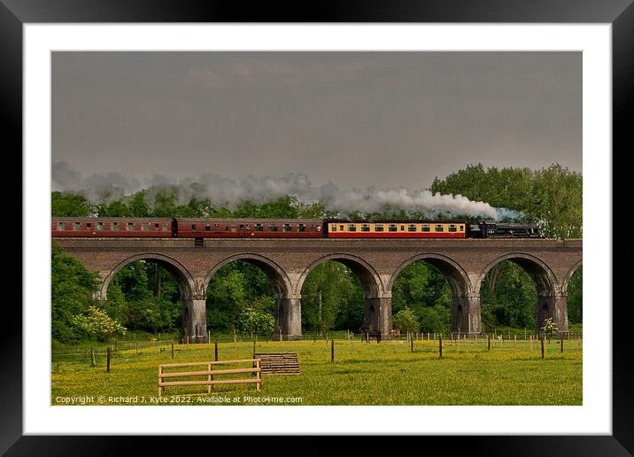 LMS class 2MT no. 41312 crosses Stanway Viaduct heading for Broadway, Gloucestershire Warwickshire Railway Framed Mounted Print by Richard J. Kyte