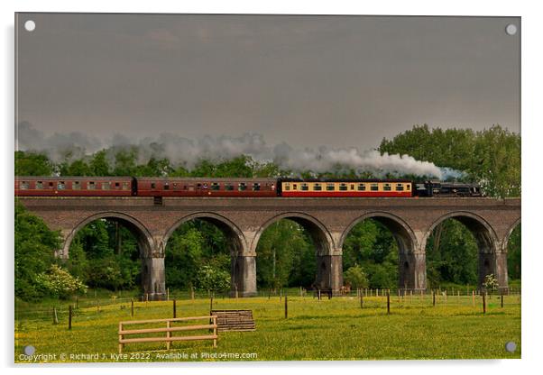 LMS class 2MT no. 41312 crosses Stanway Viaduct heading for Broadway, Gloucestershire Warwickshire Railway Acrylic by Richard J. Kyte