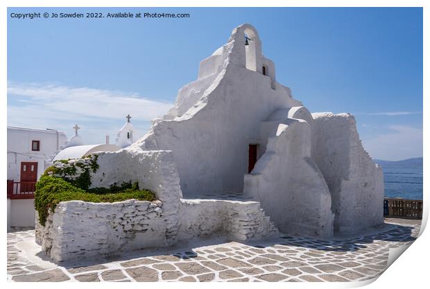 Most Photographed Church in Mykonos! Print by Jo Sowden
