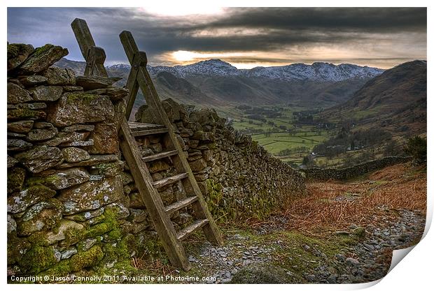 Stile In The Langdale Valley Print by Jason Connolly