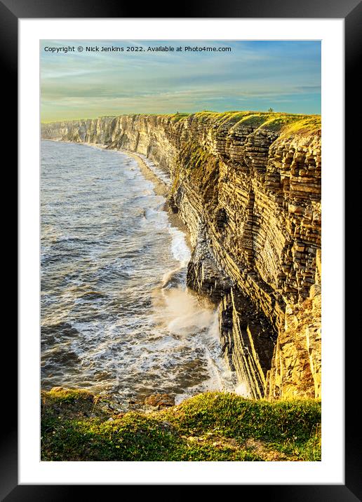 Cliffs Nash Point Summer Evening   Framed Mounted Print by Nick Jenkins