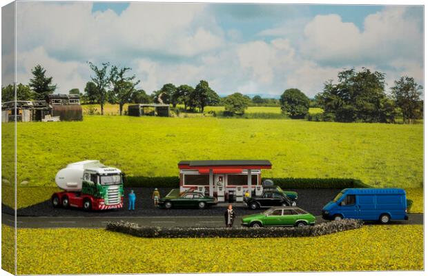 Busy Petrol Station Canvas Print by Steve Purnell