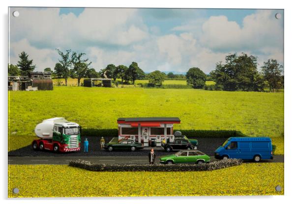 Busy Petrol Station Acrylic by Steve Purnell
