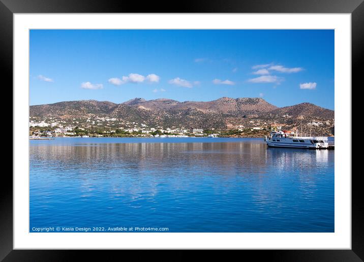 Agios Nikolaos Harbour, Crete, Greece Framed Mounted Print by Kasia Design