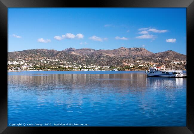 Agios Nikolaos Harbour, Crete, Greece Framed Print by Kasia Design