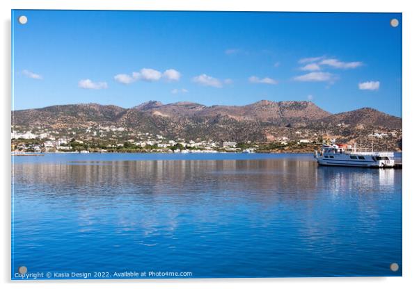 Agios Nikolaos Harbour, Crete, Greece Acrylic by Kasia Design