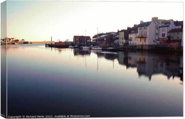 Whitby in Reflection Canvas Print by Richard Perks